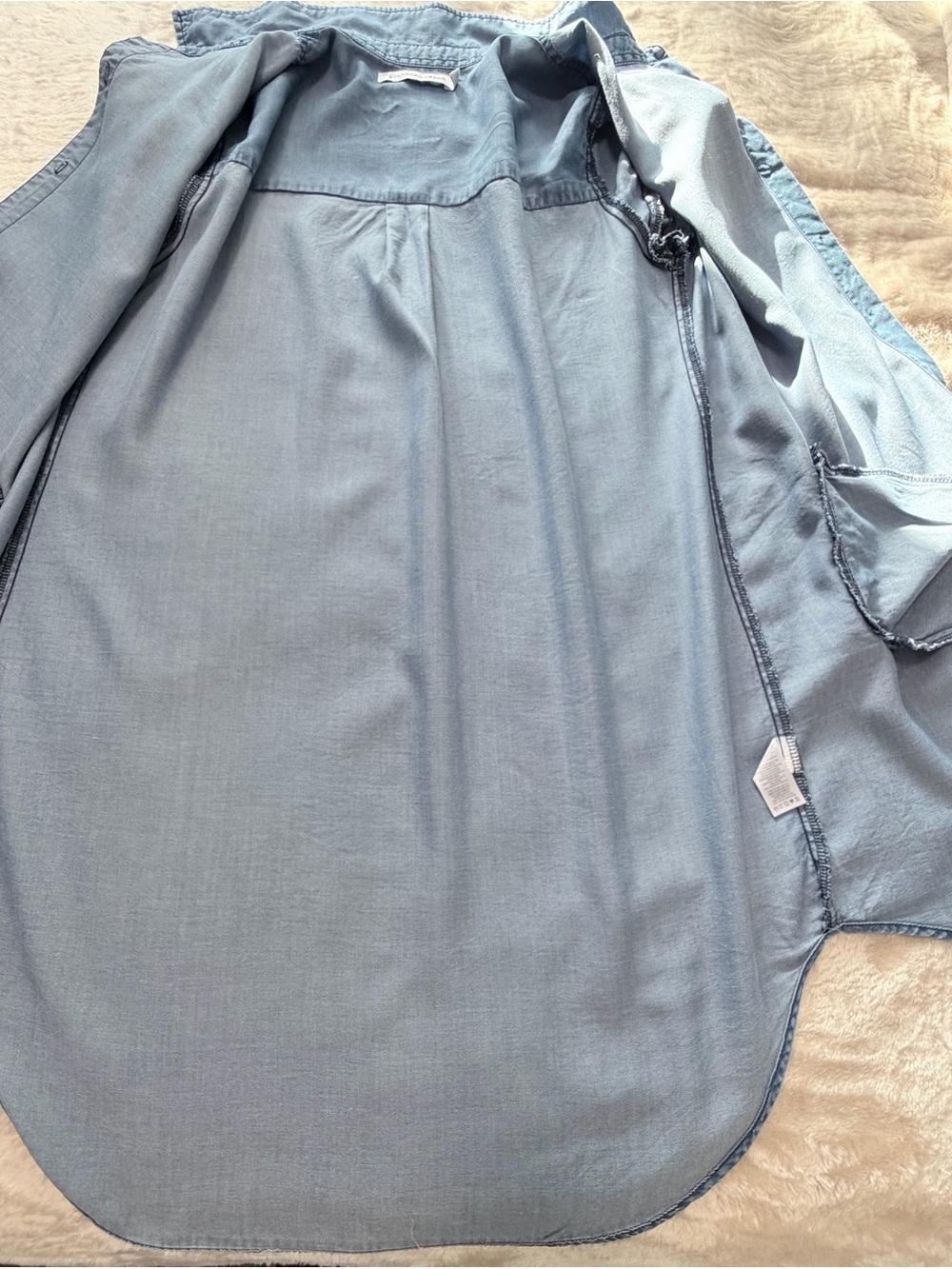 Light Chambray Button-Down Shirt Dress - Blue - Picture 3 of 11
